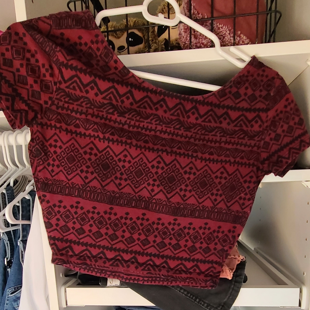 Patterned Maroon Crop Top